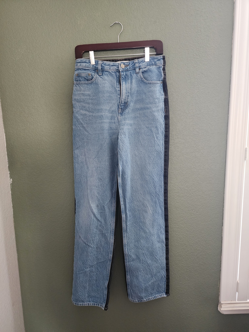 PacSun Two Tone Straight Leg Jeans Womens Size 28 Colorblock Denim High Rise